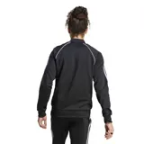 Campera deportiva Adidas Adicolor Classics negra con cierre frontal, cuello alto y tres rayas blancas en las mangas.