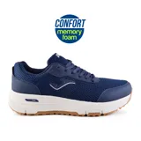 Championes deportivos Joma Vesta 2403, color azul marino con detalles en blanco y suela color caramelo. Confeccionados en tejido transpirable y cierre con cordones.