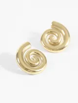 Aros colgantes plateados de acero quirúrgico hipoalergénico con forma de espiral.