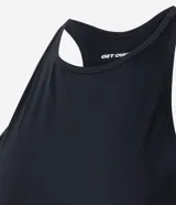 Musculosa deportiva de microfibra perforada en color menta, con escote alto, diseño de espalda nadadora y corte holgado.