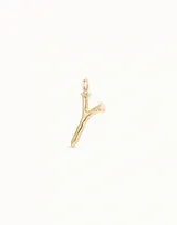 Dije con forma de letra Y bañado en oro, con gancho para colgar en cadenas o pulseras.