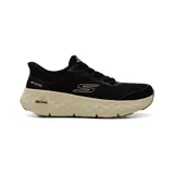 Championes deportivos Skechers Slip-ins Go Walk Max Cushioning Flex Pave, color negro con parte superior de malla técnica y entresuela gruesa en tono beige con amortiguación.