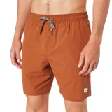 Short de baño color ladrillo con cintura elástica y cordón ajustable.