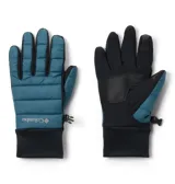 Guantes Columbia W Powder Lite Omni-Heat de color azul y negro, con tecnología termorreflectante y aislamiento sintético. Cuentan con palma de poliuretano para mayor durabilidad y dedos compatibles con pantalla táctil.