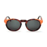 Lentes de sol Mr Boho modelo Jordaan, con armazón redondo de carey marrón y detalles en color naranja en la parte superior del frente y las patillas, con cristales oscuros.