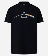 Remera negra de algodón con estampado del prisma de Pink Floyd.