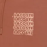 Campera con capucha y cierre frontal completo, confeccionada en tejido de algodón. Presenta diseño con logo de la marca repetido en el pecho y el icónico cocodrilo bordado en el puño de la manga.