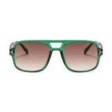 Lentes de sol con armazón verde translúcido de estilo aviador y doble puente, con cristales degradados.