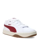 Championes Puma Park Lifestyle Easy, color blanco con detalles en bordó y suela de goma marrón.