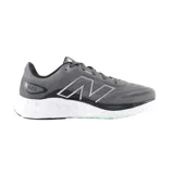 Championes de running New Balance modelo 680 V8, color gris oscuro con logo 'N' plateado y detalles en negro. Cuentan con entresuela blanca con tecnología Fresh Foam y detalles en verde menta en la suela.