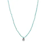 Collar de plata 925 con piedras de amazonita turquesa y dije de hamsa de plata 925.