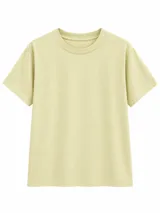Remera básica de corte corto y holgado, de manga corta con cuello redondo acanalado, en color gris oscuro.