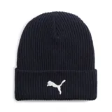 Gorro de lana Puma color azul marino, con logo de la marca bordado en blanco en el frente.