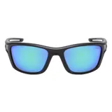 Lentes de sol Cabo modelo Aruba, con armazón negro y cristales polarizados con efecto espejo en tonos azul y verde. Incluyen filtro UV 400.