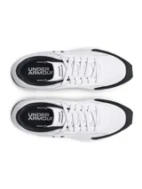Championes Under Armour modelo Essential Runner, color blanco con detalles en negro, de estilo retro, con parte superior de nailon y revestimientos de gamuza, entresuela de EVA y suela de goma.