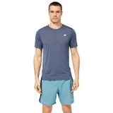 Remera deportiva New Balance Accelerate de hombre, color azul con logo blanco en el pecho.