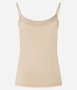 Musculosa básica Cortelle en color beige, con escote redondo y tirantes finos, confeccionada en poliamida con elastano.