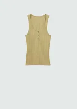 Top sin mangas de tejido de punto fino con textura acanalada, cuello redondo y diseño entallado al cuerpo.