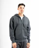 Canguro naranja de felpa con capucha y cierre frontal.