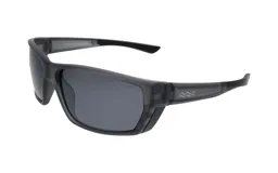 Lentes de sol unisex, color gris humo, con marco rectangular de acetato y lentes polarizadas.