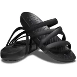 Sandalias Crocs Splash Strappy color negro, con tiras finas y plantilla ahuecada.