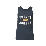 Musculosa azul con estampado frontal con la palabra "Future" en la parte superior, un logo de Element Skateboard Projects en el centro y la palabra "Nature" en la parte inferior.