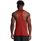 Musculosa deportiva Under Armour de la línea Vanish, color rojo ladrillo, con cuello redondo y logo de la marca estampado en el centro del pecho. Confeccionada en tejido técnico elástico y transpirable con tecnología de control de olores.