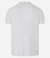 Remera de manga corta color beige, con cuello redondo y tejido texturizado acanalado.