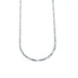 Cadena plateada de acero con eslabones tipo fígaro.