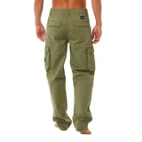 Pantalón cargo verde militar de Rip Curl, corte recto, con bolsillos laterales y traseros con solapa.
