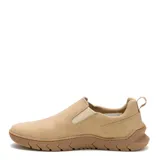 Zapatos Caterpillar Flexion Slip On de hombre, color beige, con diseño sin cordones, elásticos laterales para mayor comodidad, suela de goma estructurada y detalle de la marca en el lateral.