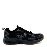 Championes deportivos Umbro modelo Iren, color negro con detalles en gris oscuro y suela de goma en tono tostado.