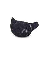 Riñonera negra de la marca JanSport, modelo Fifth Avenue, con parche frontal de la marca y cierres metálicos.