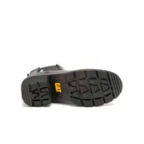 Botines Chelsea para mujer de la marca Caterpillar, modelo Rewrite Chelsea, en color negro. Confeccionados en cuero liso con paneles laterales elásticos, detalle de la marca en vertical, taco cuadrado y suela dentada de goma.