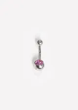 Piercing banana de acero quirúrgico hipoalergénico con strass color aguamarina.