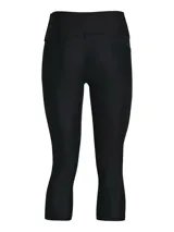 Calza deportiva capri Under Armour de tiro alto, color negro, con diseño ajustado y el logo de la marca en el lateral de la pierna.