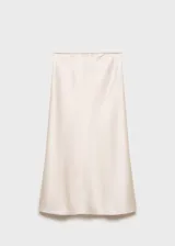 Falda midi de corte recto y diseño evasé, confeccionada en tejido satinado fluido con cintura elástica.