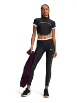 Calza deportiva Under Armour HeatGear Novelty, color negro con costuras planas en contraste y cintura alta con ribete blanco. Cuenta con bolsillo lateral.