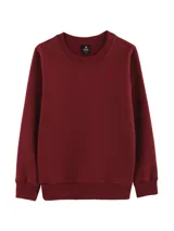 Buzo deportivo gris oscuro de algodón con felpa, cuello redondo y corte clásico.