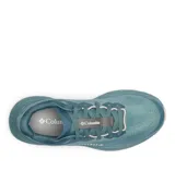 Championes de running Columbia modelo Konos Featherweight, color turquesa con detalles en blanco y suela en tono rosado. Presentan una parte superior de malla tejida transpirable, sistema de amortiguación Omni-MAX y entresuela TechLite+ para mayor retorno de energía.