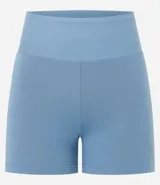 Bermuda deportiva de tiro alto confeccionada en microfibra de poliamida y elastano, con diseño liso y ajuste ceñido.