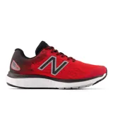 Championes de running New Balance Fresh Foam 680v7 para hombre, color rojo con detalles en negro y gris.