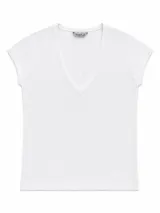 Remera de algodón con escote en V profundo y mangas cortas.
