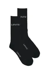 Pack de dos pares de medias negras Levi's de corte regular, con el logotipo de la marca impreso en contraste.