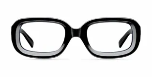 Lentes blueblocker modelo Dashi con armazón negro de diseño semi cuadrado con efecto tridimensional y cristales transparentes con protección contra luz azul y rayos UV.