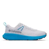 Championes de trekking y trail running Columbia Konos Trs Outdry, color gris con entresuela azul vibrante y detalles en el mismo tono. Confeccionados con empeine de malla técnica impermeable y transpirable, sistema Navic Fit para mayor sujeción y suela con tecnología Adapt Trax.