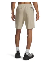 Shorts deportivos Under Armour modelo Unstoppable, confeccionados en tejido elástico y repelente al agua. Presentan cintura elástica con cordón interno, bolsillos laterales abiertos y un bolsillo lateral con cierre. Incluye logo de la marca estampado en la pierna derecha.
