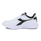 Championes Diadora Champion Running Eagle 8 SL, color blanco con detalles en negro y dorado.