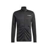 Campera Adidas Terrex de hombre, color negro, con cierre frontal y cuello alto. Logo de Adidas Terrex estampado en blanco en el pecho.