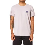 Remera de manga corta color lila claro con cuello redondo. Presenta un pequeño estampado en el pecho izquierdo con un sol estilizado en color violeta y el texto "Katin".